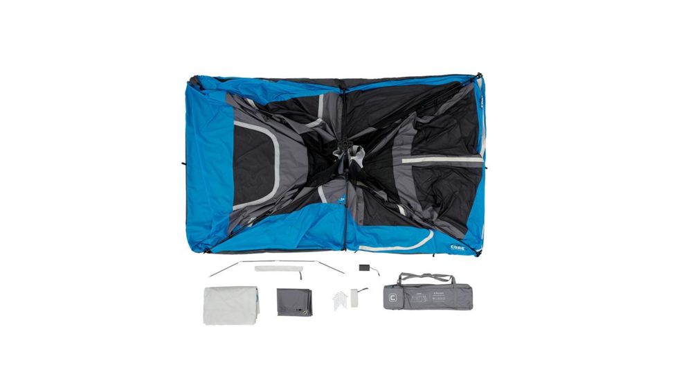 Core Equipment Lighted 9 Person Instant Cabin Tent, Blue, 14 x 9 ft, 40062