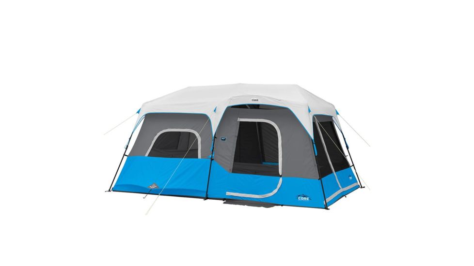 Core Equipment Lighted 9 Person Instant Cabin Tent, Blue, 14 x 9 ft, 40062