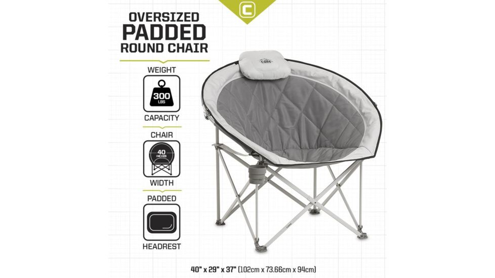Core Equipment Oversized Padded Round Chair, Gray, 37 x 34 x 35 in, 40025