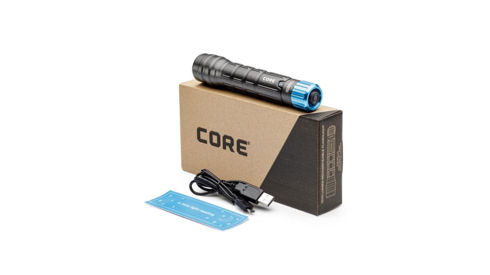 Core Equipment Rechargeable Flashlight, 1000 Lumen, Gray, 6.5 x 1.3 x 1.1 in, 40075