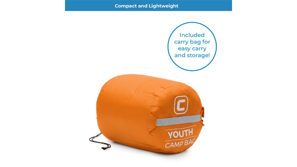 Core Equipment Youth Camp Sleeping Bag, Orange, 40112