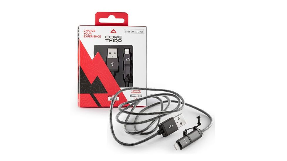 Core Third USB-C Cable, 3.3ft, Grey, Braided Nylon, 1 Year Mfg Warranty, COR-81289