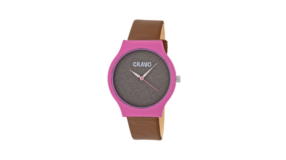 Crayo Glitter Strap Watch, Hot Pink/Brown, CRACR4502