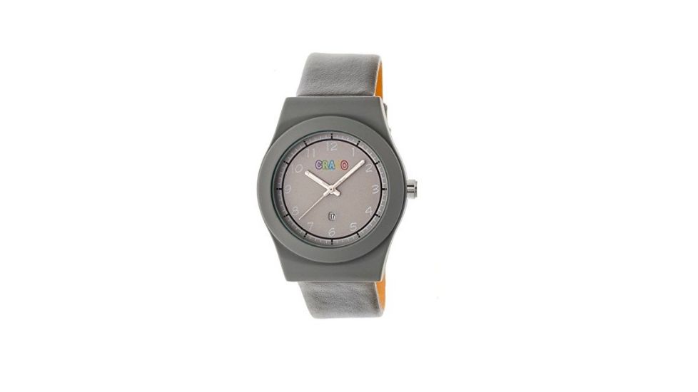 Crayo Womens Dazzle Leather-Band Watch w/Date, Grey, CRACR4105