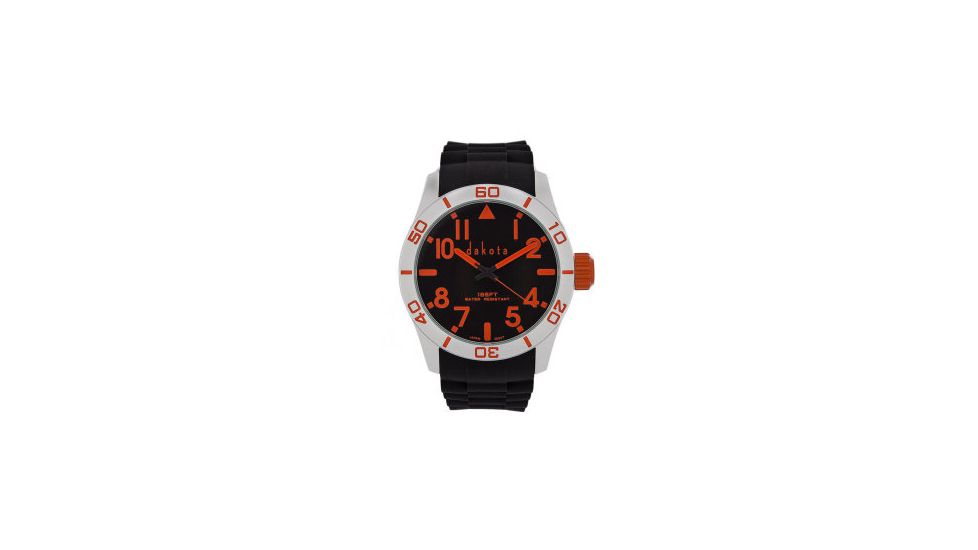 Dakota Watches Aluminum Diver, Black/Orange Dial, Aluminum Case,Black Strap, NO 4792-6