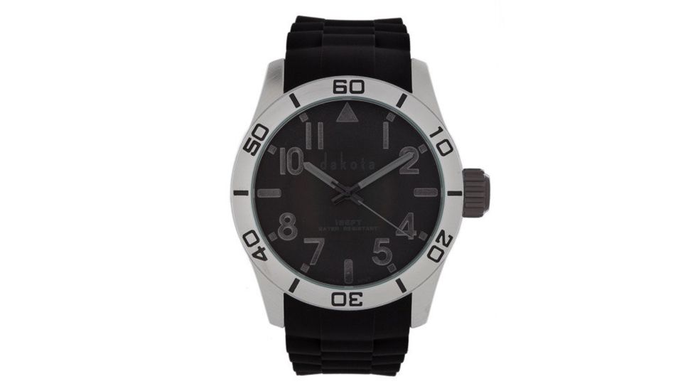 Dakota Watches Aluminum Diver, Gray Dial,Aluminum Case,Black Silicone Strap, NO 4790-8