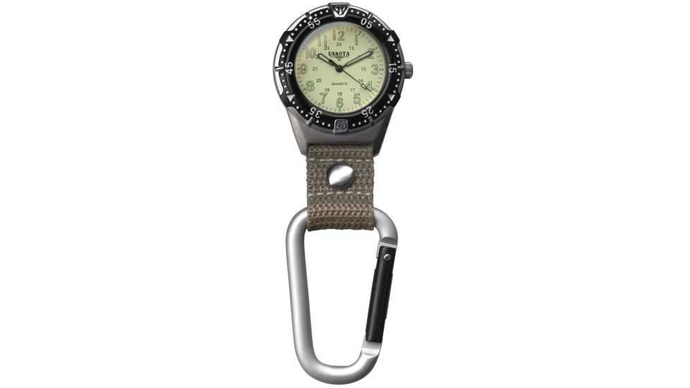 Dakota Watches Aluminum Backpacker Clip Watch, Cream/Khaki 4014371