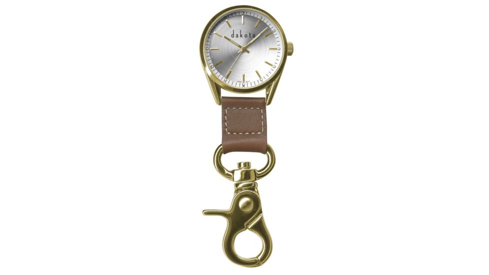 Dakota Watches Classic Dress Clip Watch, Genuine Leather Fob, Gold 4014374