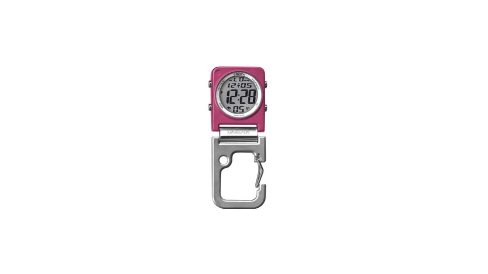 Dakota Watches Digiclip Square Watch,Pink Case w/Sandblasted Aluminum Carabiner 3090-9