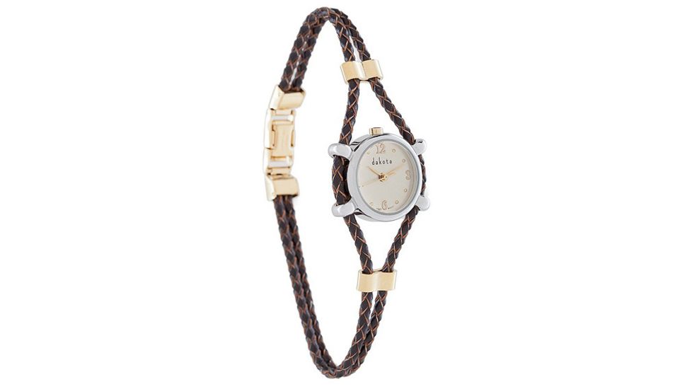 Dakota Watches Ladies Cord, Champagne Dial, Brown Cord 2040-0