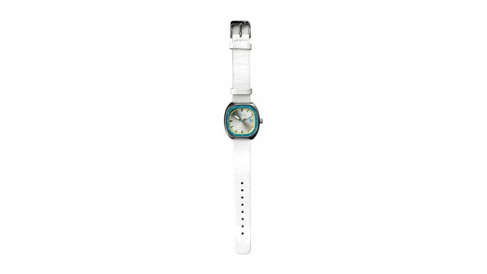 Dakota Watches Midsize Calendar, Champagne Dial, White Leather Band 3076-3