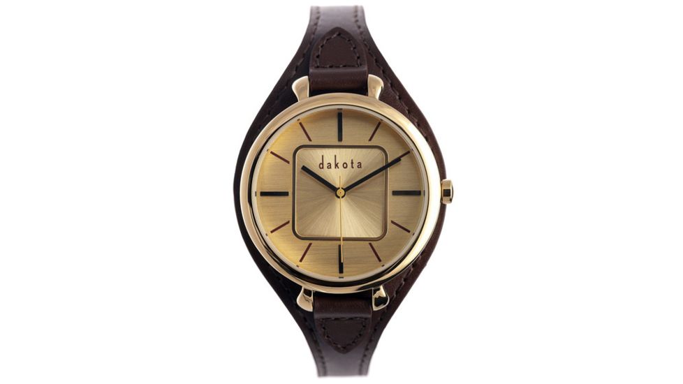 Dakota Watches Midsize Colorful Leather, Champagne Dial, Brown Leather Band 3028-2