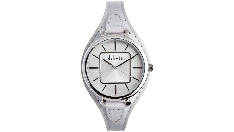 Dakota Watches Midsize Colorful Leather, Silver Dial, White Leather Band 3026-4