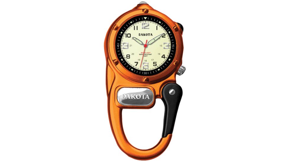 Dakota Watches Mini Clip Microlight, Cream Military Dial, Orange Case 3805-1