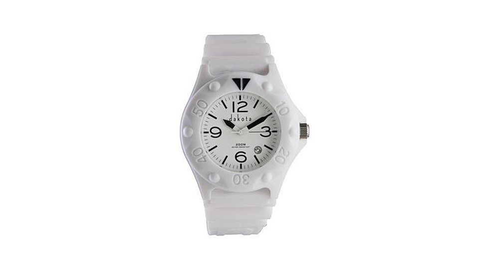 Dakota Watches Sport Diver, White Dial, White PU Strap 2137-2
