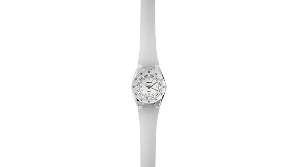 Dakota Watches Womens Sport, White Dial, White Bezel, Clear Strap 9848-7