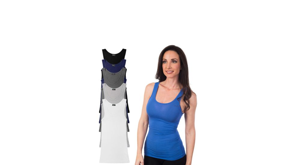 Womens Basic U Tank - 6pk - Black, Blue, Charcoal, Grey, Navy, White, Multicolor, Large
