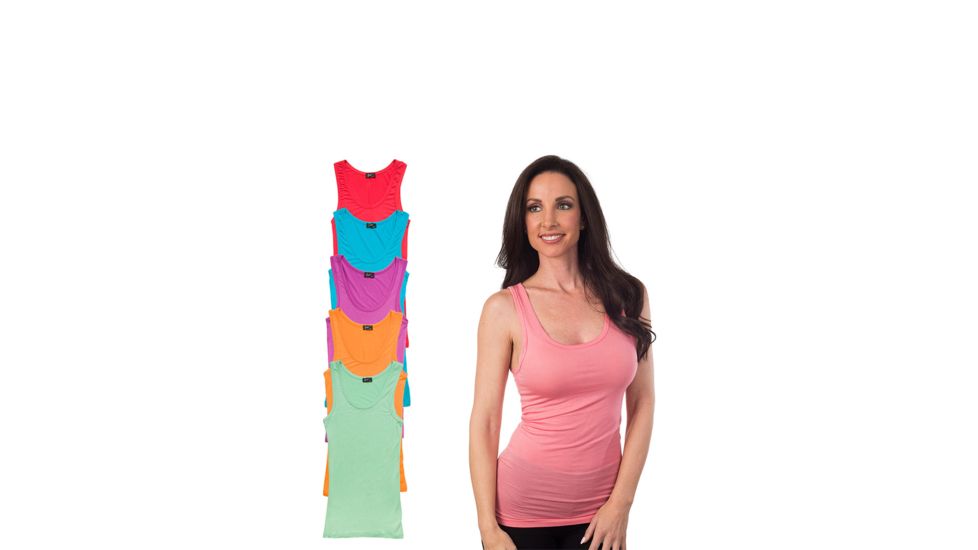 Womens Basic U Tank - 6pk - Hemlock, Radiant Orchid, Scuba Blue, Strawberry Ice, Tangerine, Tomato, Multicolor, Large