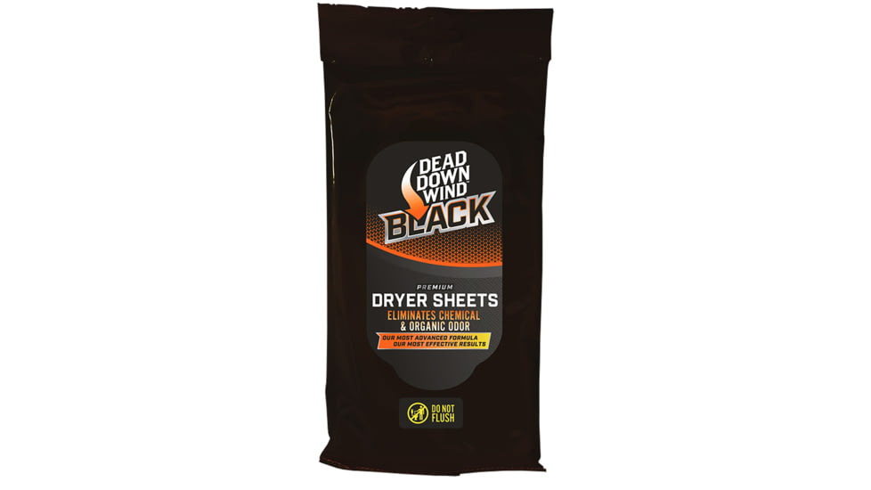 Dead Down Wind 117019 Dryer Sheets Black Premium Odor Eliminator Unscented Scent, 117019