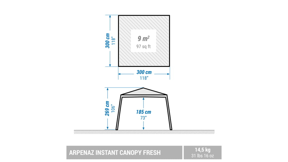 Decathlon Quechua Arpenaz Camping Beach Canopy Shelter, Blue, NS, 4144098
