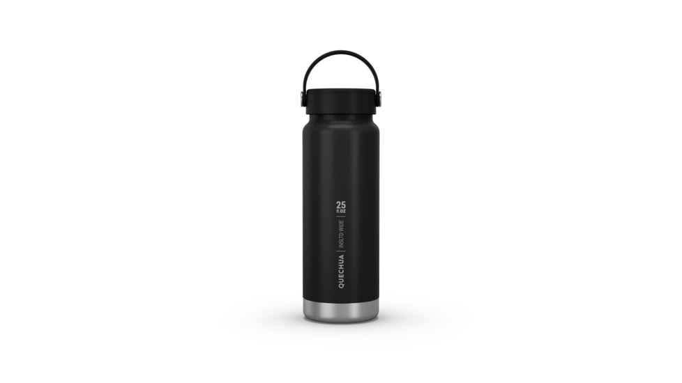 Decathlon Quechua Double Wall Insulated Wide Mouth Stainless Steel Water Bottle, Black, 25oz, 4266687