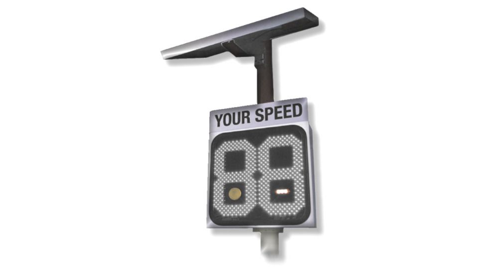 Decatur Electronics OnSite Pole Sign Solar Powered Radar, White, OS75SOLWH