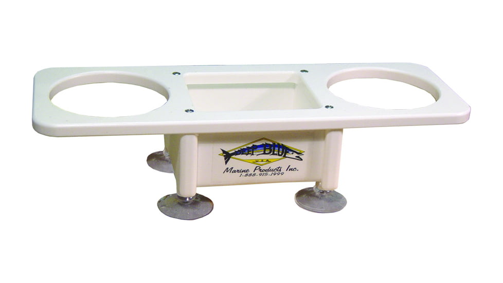 Deep Blue Double Drink Holder W/Center Storage Box