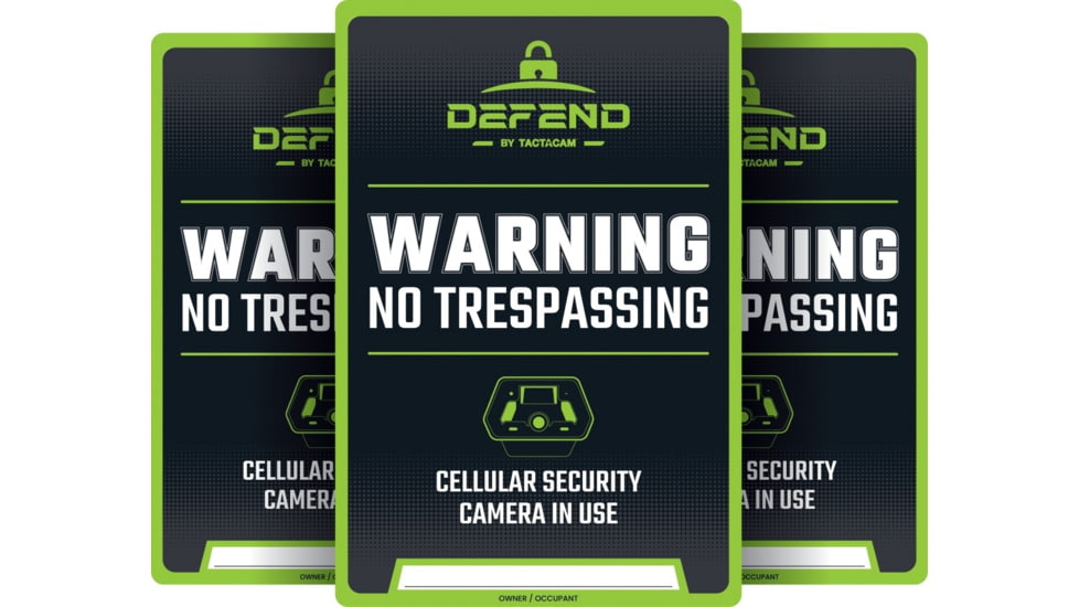 DEFEND USA No Trespassing Sign - 3 Pack, Black/Green/White, Small, DFD-S-3