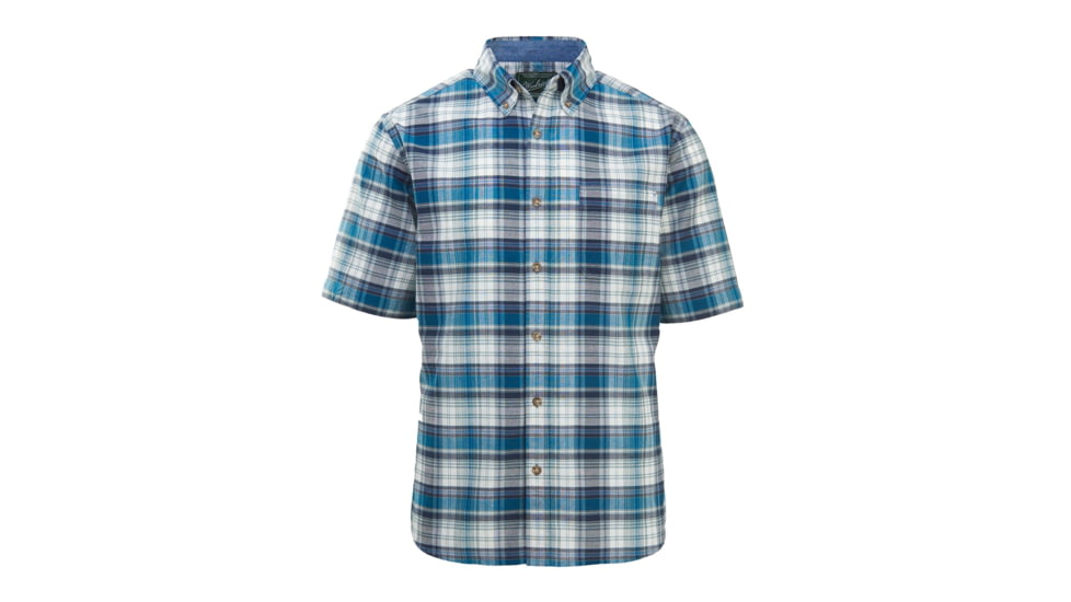 Demo,Woolrich Men's Timberline Short-Sleeve Classic Shirt, Deep Indigo Tartan, L, 6161-DNT-DEMO