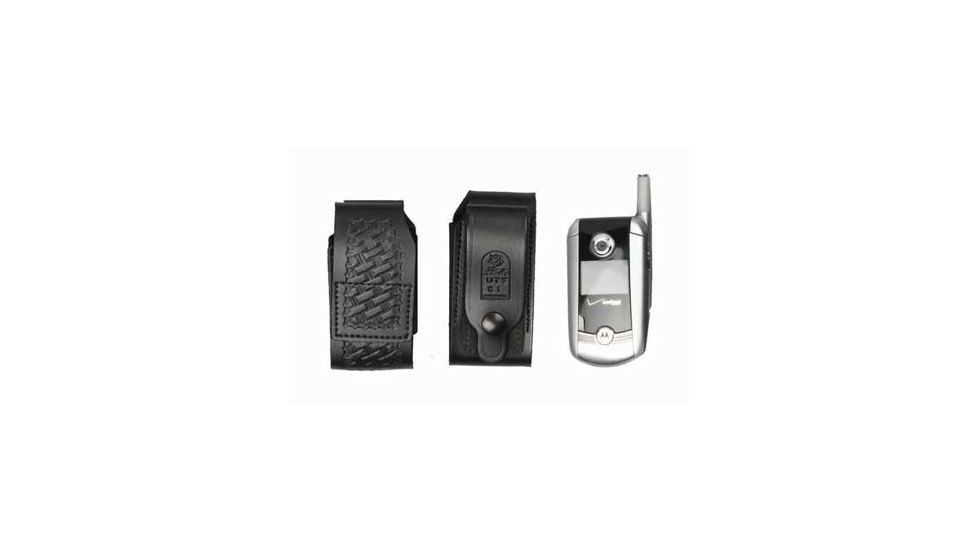 DeSantis Black - Basketweave - Leather Duty Cellphone Holster U77BL16Z4