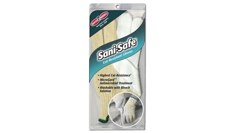 Dexter Outdoors Sani-Safe Cut Resistant Glove, Large, White/Yellow, SSG1-L
