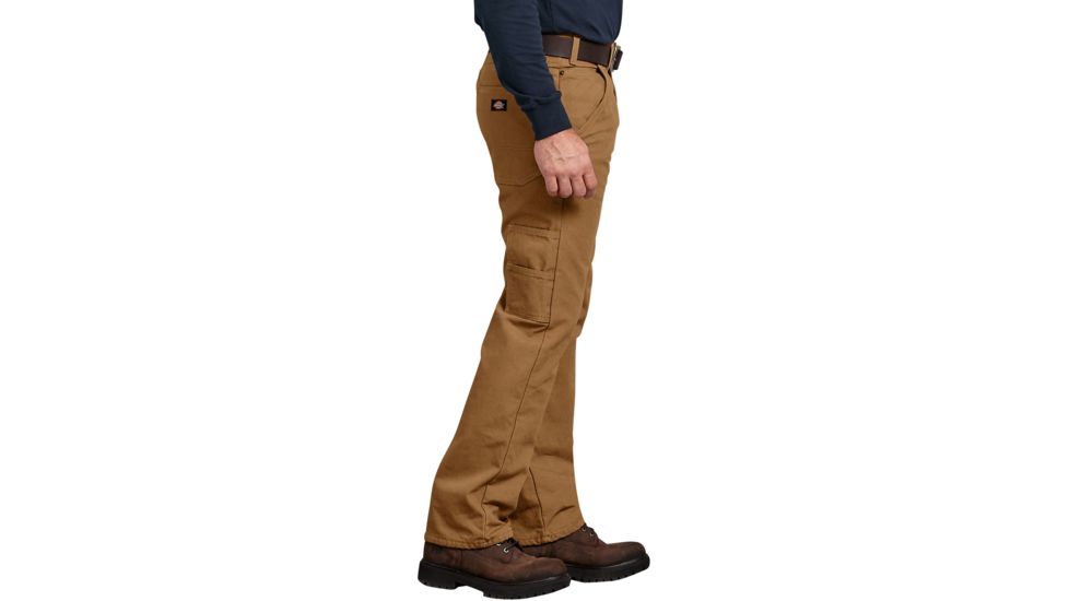 Dickies Relaxed Straight Fit Flannel-lined Carpenter Duck Jeans, Rinsed Brown Duck - DU217RBD3032
