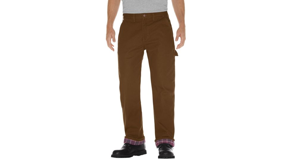 Dickies Relaxed Straight Fit Flannel-lined Carpenter Duck Jeans, Rinsed Timber - DU217RTB3434
