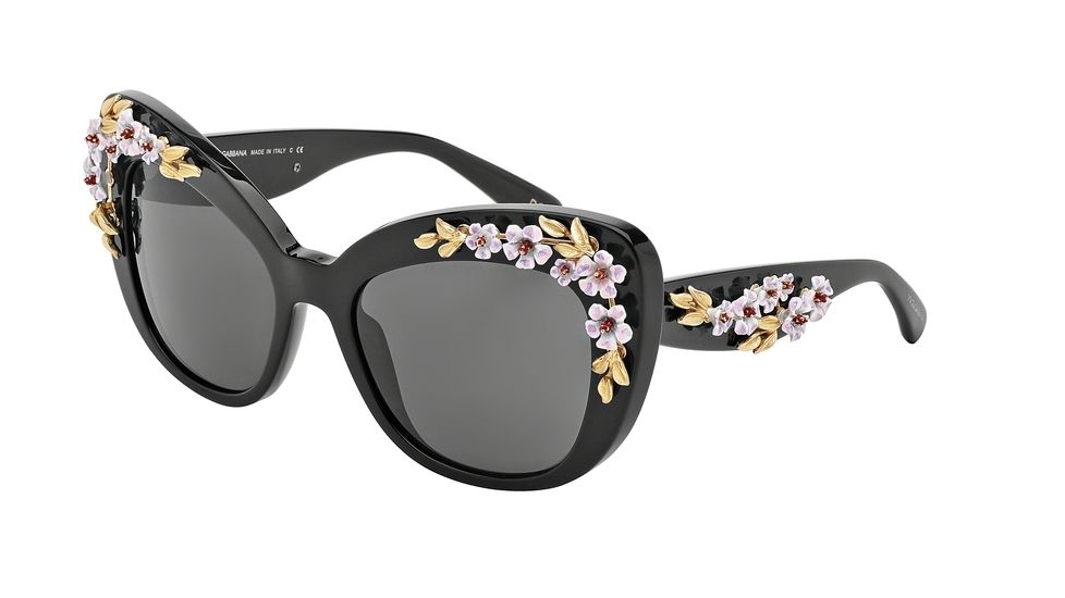 Dolce&amp;Gabbana ALMOND FLOWERS DG4230 Sunglasses 501/87-54 - Black Frame, Gray Lenses