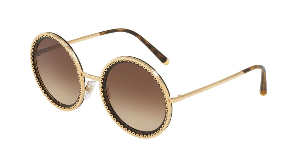 Dolce&amp;Gabbana DG2211 Sunglasses 02/13-53 - Men's, Gold Havana Frame, Brown Gradient Lenses