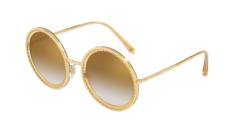 Dolce&amp;Gabbana DG2211 Sunglasses 02/6E-53 - Men's, Grad Light Brown Mirror Gold Lenses