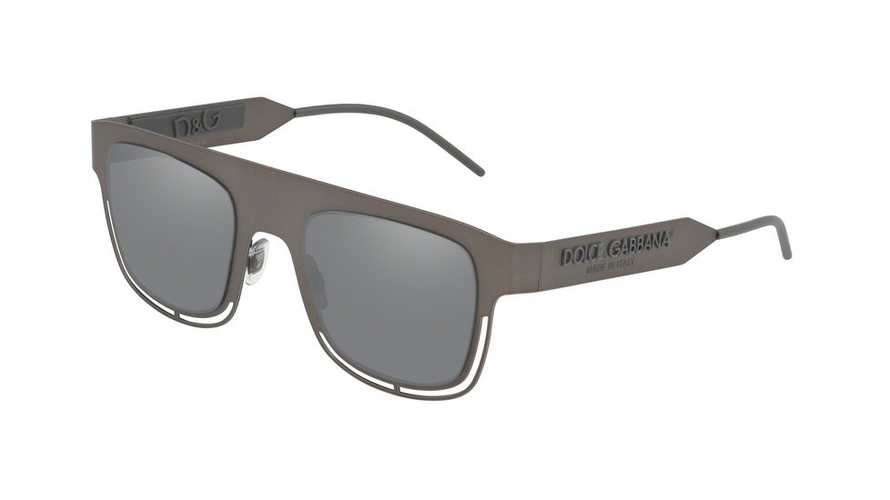 Dolce&amp;Gabbana DG2232 Sunglasses 12866G-49 - , Light Grey Mirror Black Lenses