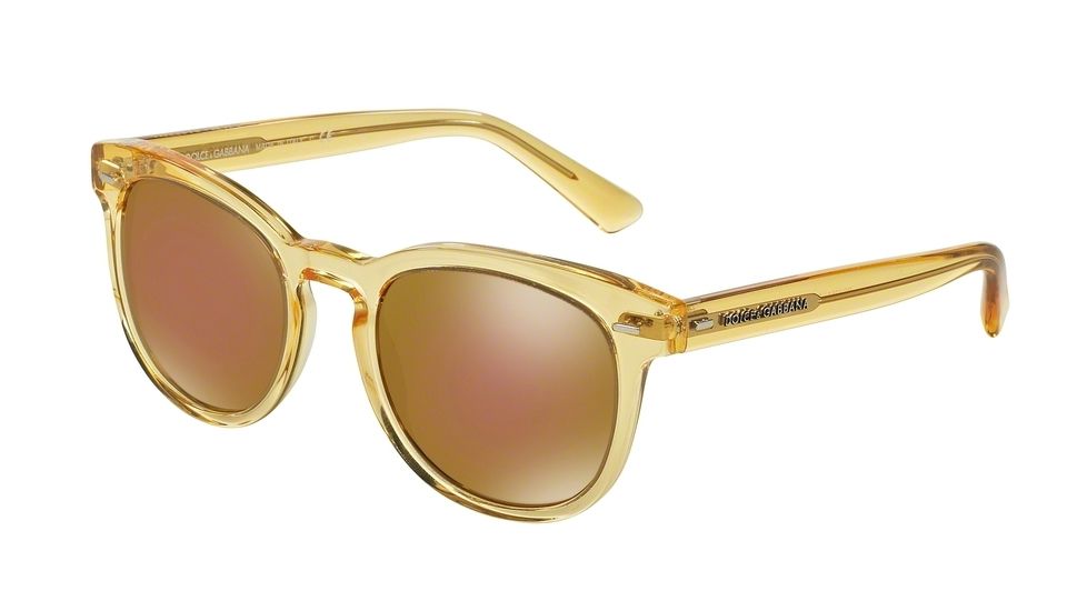 Dolce&amp;Gabbana DG4254 Sunglasses 2825F9-51 - Transparent Yellow Frame, Brown Mirror Bronze Lenses