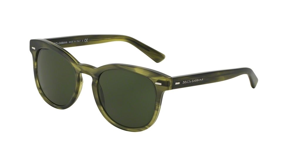 Dolce&amp;Gabbana DG4254 Sunglasses 296571-51 - Matte Striped Olive Green Frame, Grey Green Lenses