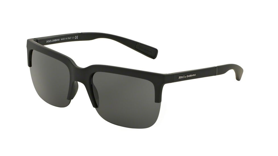 Dolce&amp;Gabbana DG6097 Sunglasses 261687-58 - Black Rubber Frame, Grey Lenses