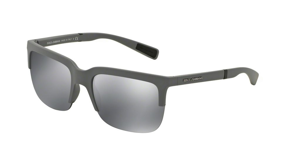 Dolce&amp;Gabbana DG6097 Sunglasses 26516G-58 - Grey Rubber Frame, Grey Mirror Black Lenses
