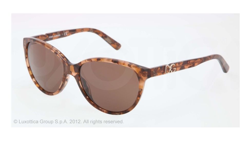 Dolce&amp;Gabbana ICONIC LOGO DG4171P Sunglasses 255073-56 - Brown Marble Frame, Brown Lenses