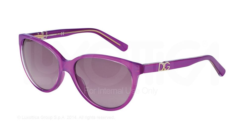 Dolce&amp;Gabbana ICONIC LOGO DG4171P Sunglasses 27728H-56 - Top Crystal On Pearl Violet Frame, Violet Gradient Lenses