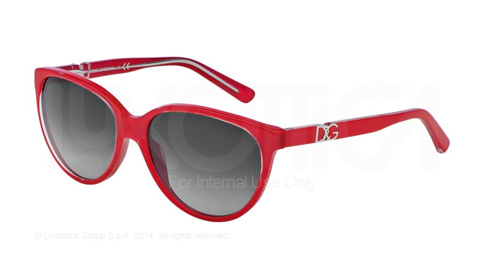 Dolce&amp;Gabbana ICONIC LOGO DG4171P Sunglasses 27758G-56 - Top Crystal On Pearl Red Frame, Grey Gradient Lenses