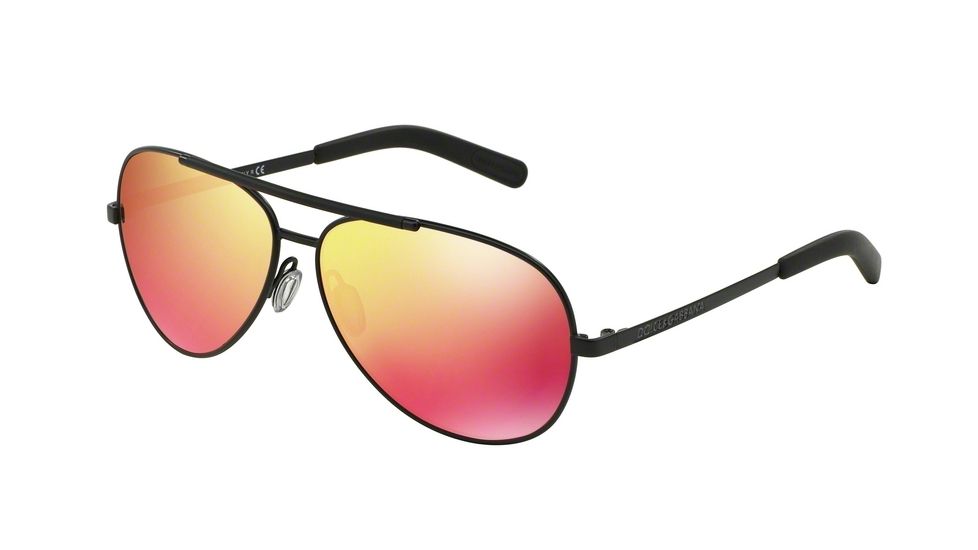 Dolce&amp;Gabbana LIFESTYLE DG2141 Sunglasses 11066Q-61 - Matte Black Frame, Red Multilayer Lenses
