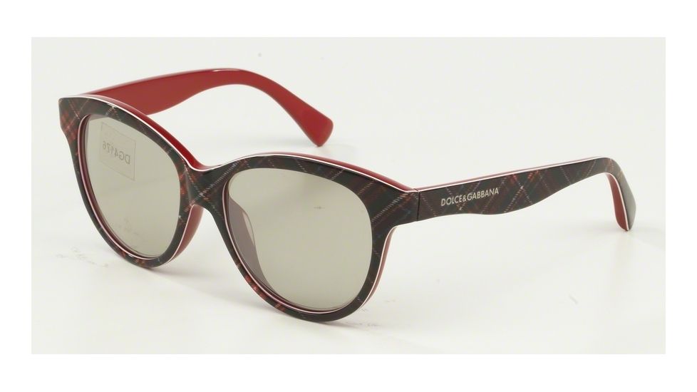 Dolce&amp;Gabbana MATT SILK DG4176 Sunglasses 29886G-49 - Check Red/blue/red Frame, Light Grey Mirror Silver Lenses