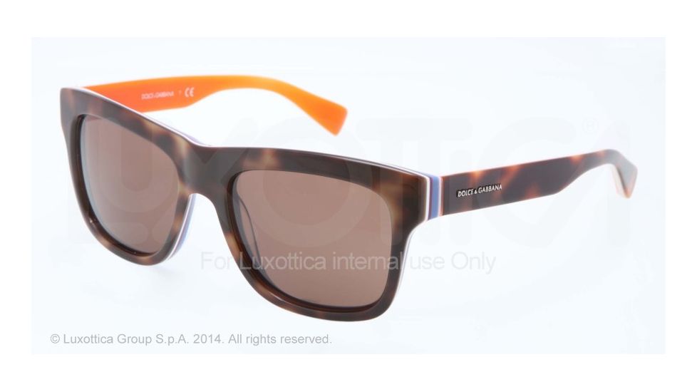 Dolce&amp;Gabbana MULTICOLOR DG4203 Sunglasses 276573-54 - Havana/multilayer/orange Frame, Brown Lenses