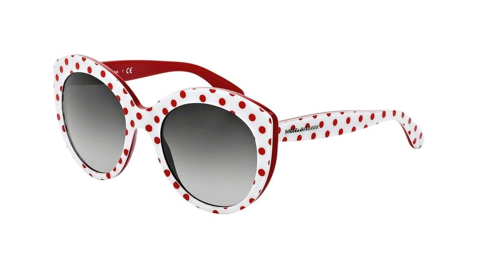 Dolce&amp;Gabbana POIS DG4227 Sunglasses 28758G-54 - Red Pois/whte/red Frame, Grey Gradient Lenses