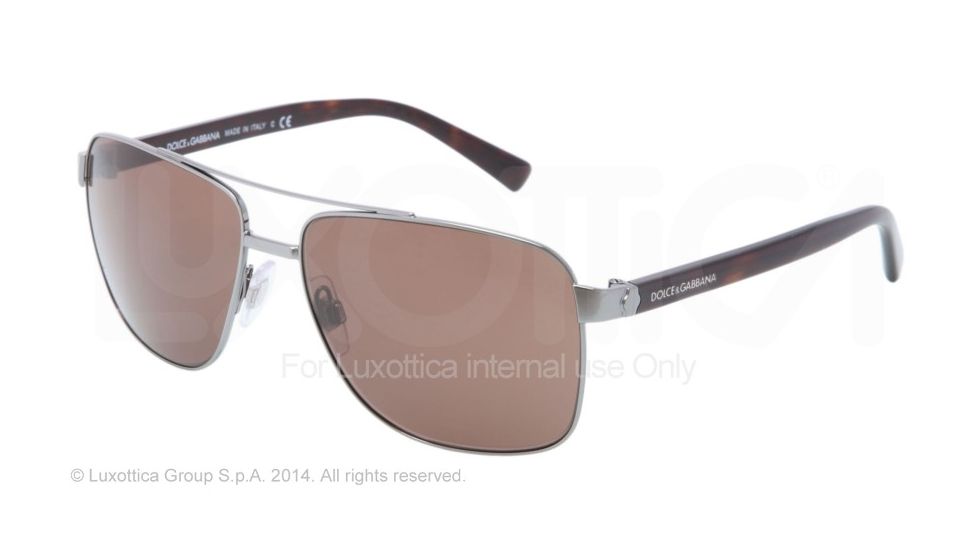 Dolce&amp;Gabbana SMALL SICILIAN HINGE DG2131 Sunglasses 090/73-57 - Gunmetal Frame, Brown Lenses