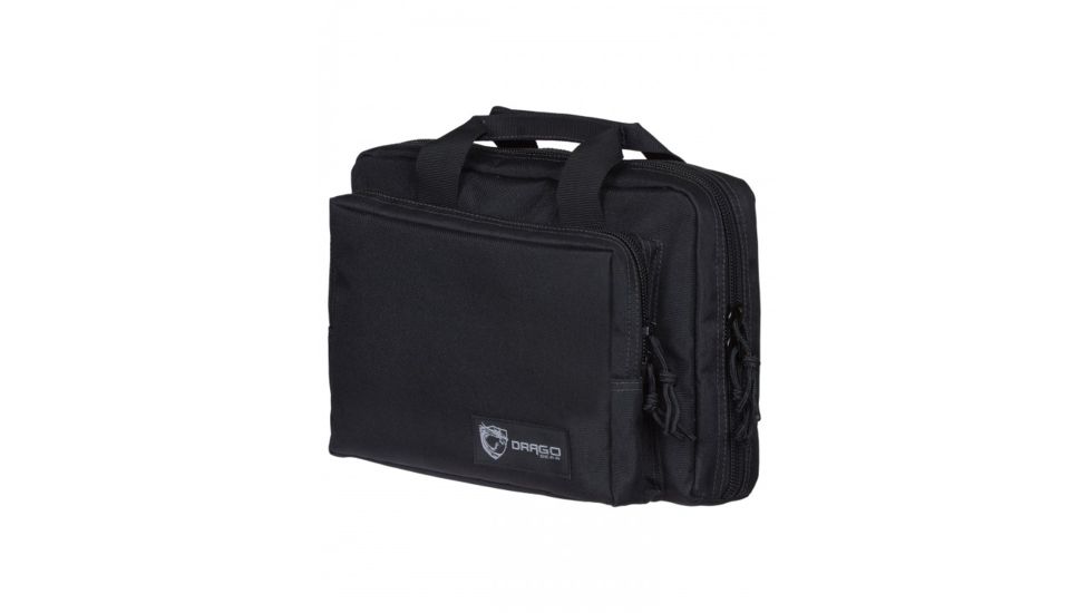 Drago Gear Double Pistol Case, 600D Polyester, 12.5x9.5x4.5in, Black, 12315BL